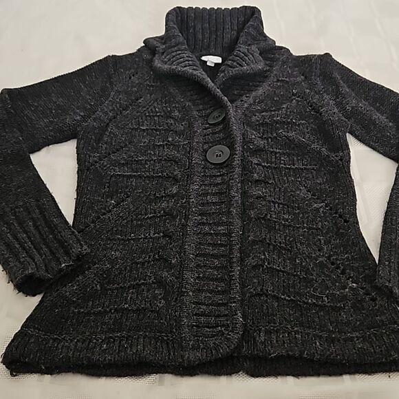 Suzy Shier Button-Down Long Sleeves Knitted Cardigan Sweater Gray Small - Picture 16 of 16